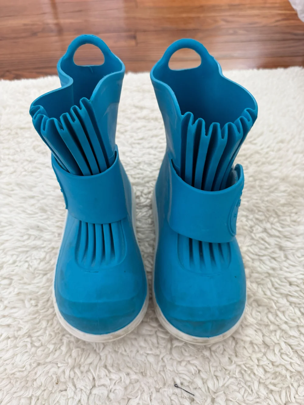 Butler Blue Rain Boots Kids Size 10-11 Waterproof Pull Loops Slip On Outdoor Fun